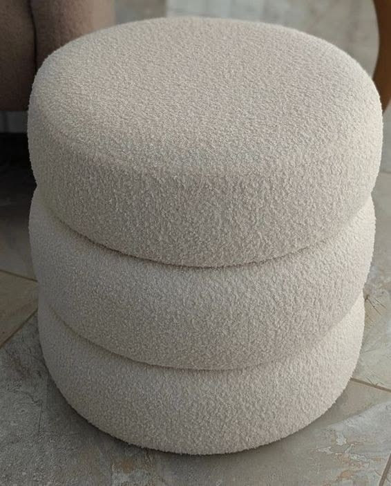 پاف استوانه ایی سه طبقه مدل اریسا با پارچه تدی